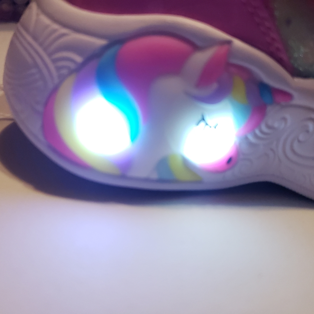 Skechers Kids Pink Glitter Light-Up Sneakers with Teal Accents - Picture 6 of 7